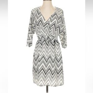 Aqua Black and White Chevron Mini Dress